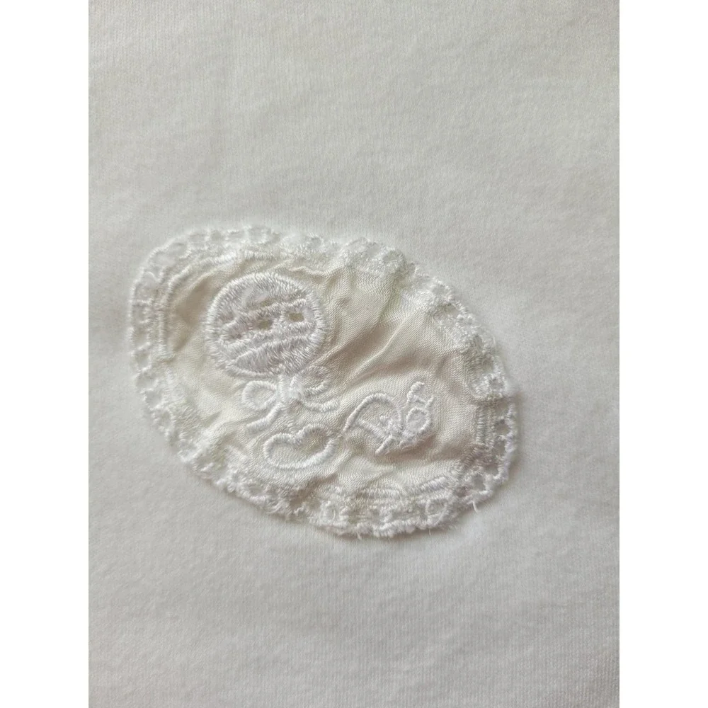 Vintage Baby Dior White Baby Blanket 36 x 30 Luxury Nursery Cotton Satin Edge
